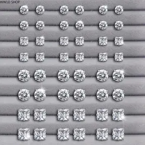 48 Pairs Stud Earrings Set24 Pairs Crystal Stud Earrings Set, Round and Square Artificial Gemstone Jewelry Collection for Daily Wear Parties Weddings and Special Occasions