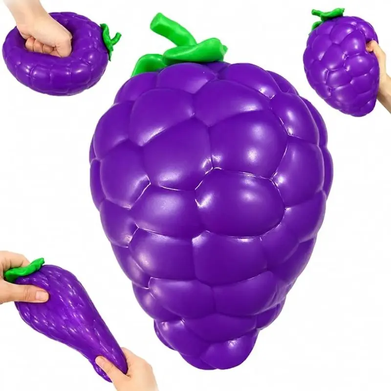 Giant Fruit Squishy Fidget Toy, Slow Rising Stress Ball, Squishy Stress Balls, Sensory Gift, Jumbo Grape Squeeze Toy, Anxiety Relief, Party Favor, Birthday Gift