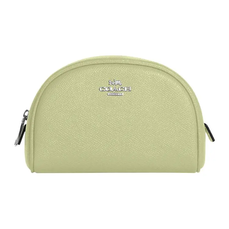 COACH Dome 15 Solid Zip Crosshatch Leather Clutch Pouch for Women – Lime Green
