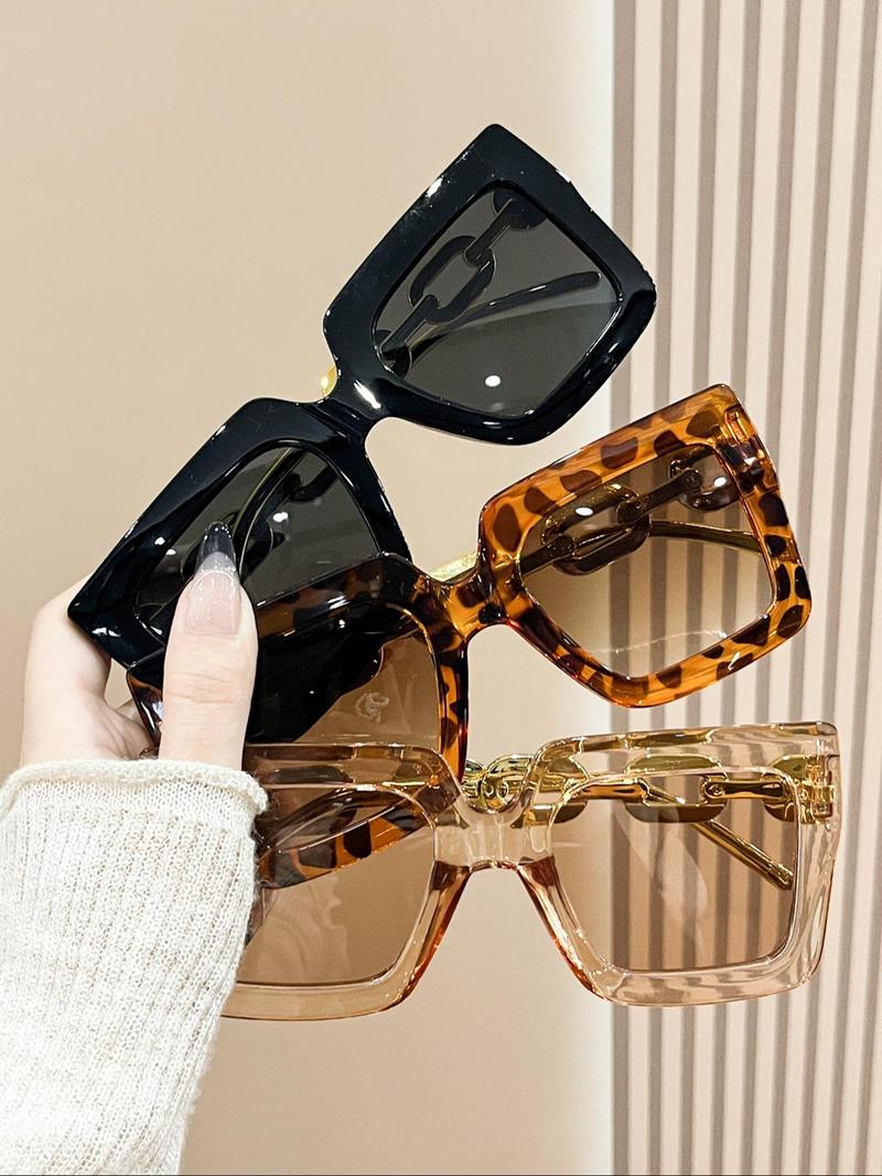 Unisex Simple Style Square Frame Tinted Lens Sunglasses, Trendy Casual Sunglasses for Everyday Use, Fashion Accessories for Outdoor Activities