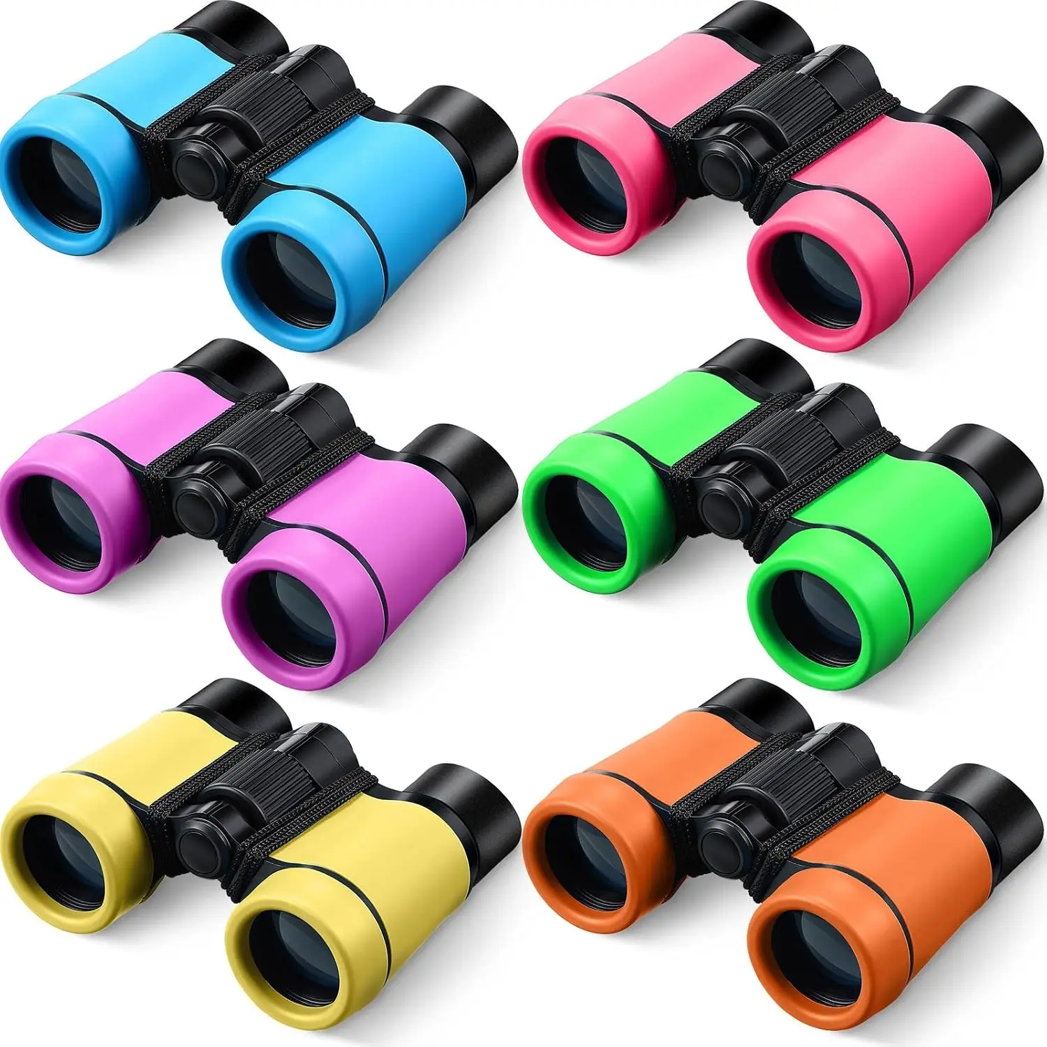 6 Pack Kids Binoculars for 3-12 Years Boys Girls, Shock Proof Folding Small Telescope Toy, Great Gift for Outdoor Hunting Bird Watching Educational Exploration, Vivid Colors