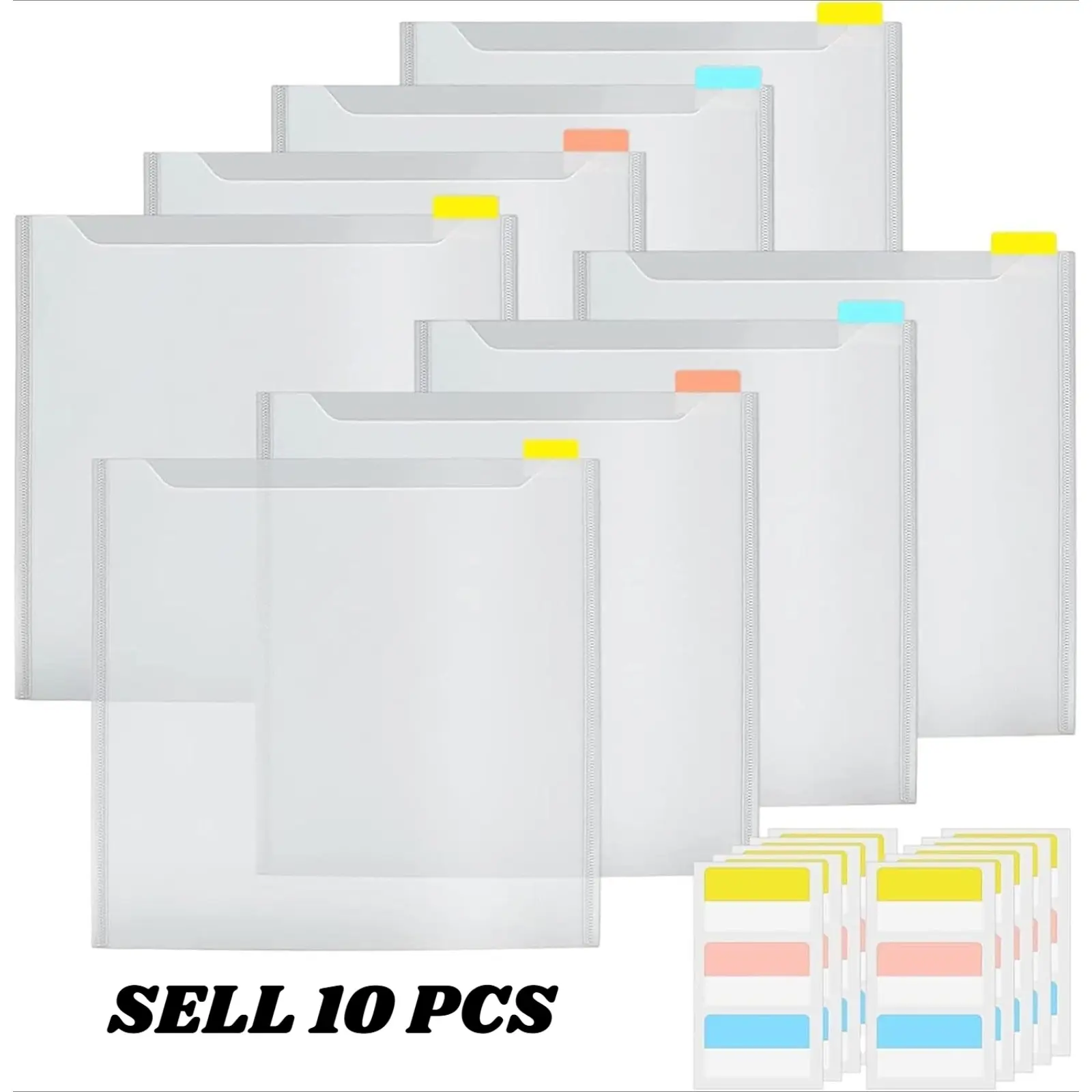 10 Pcs Scrapbook Paper Storage Organizer, 12 x 12 Inch with Sticky Index Tabs for Holding, Cardstock, Vinyl Paper