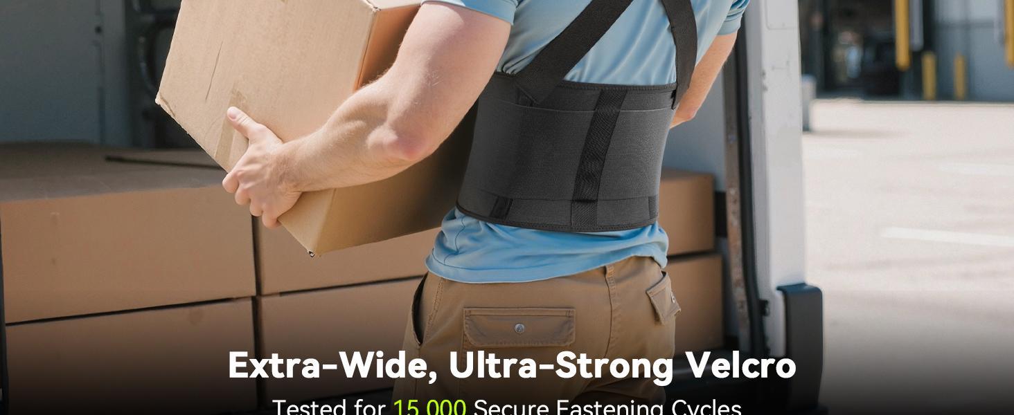 Work Back Brace for Men & Women, Adjustable Lower Back Support Belt with Suspenders, Heavy Duty Lumbar Support for Lifting, Construction, Warehouse Work, Pain Relief Safety Gear for Daily Use