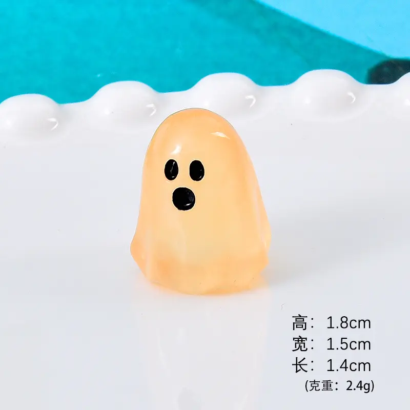 Cute Glowing Ghost Resin Miniatures Halloween Supplies, DIY Micro Landscape Desk Decorations, 2 Random Colors
