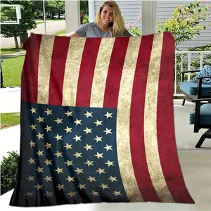[All-Season Blanket]This comfortable, patriotic-themed blanket is suitable for all seasons, easy to care for, tear-resistant, and perfect for use on the sofa, in bed, or while traveling.