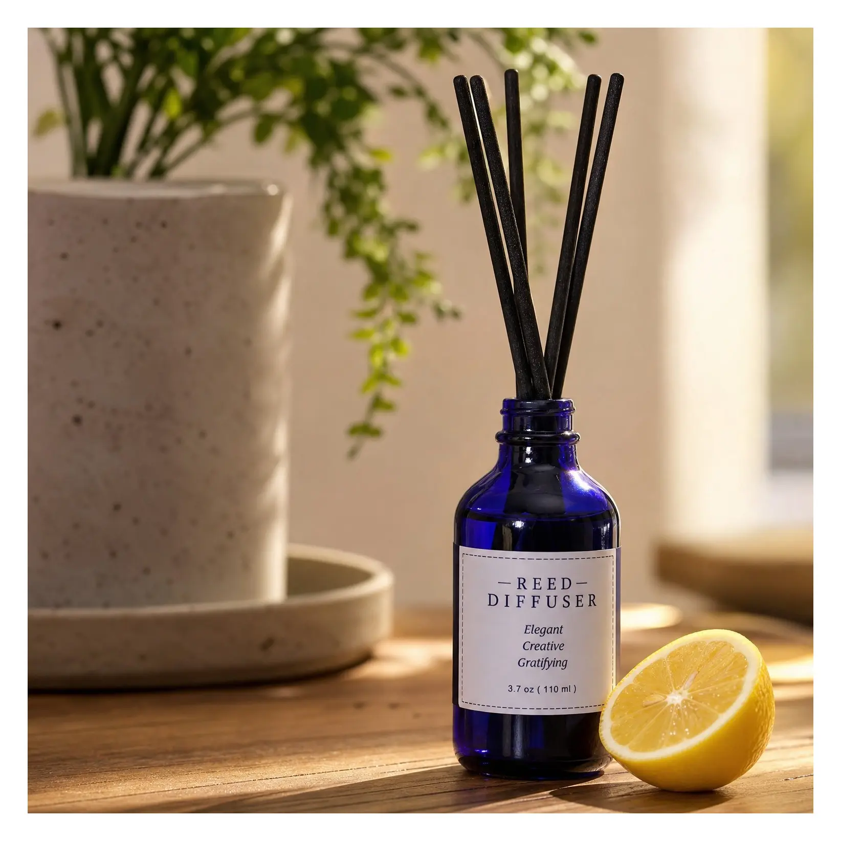 Reed Diffuser Set, 3.7 oz Scented Oil, 6 Reed Sticks, Hyacinth, Peony & Citrus Home Fragrance, Aromatherapy Oil Diffuser, Masculine Scent, Bathroom & Office Decor, 110mlGift