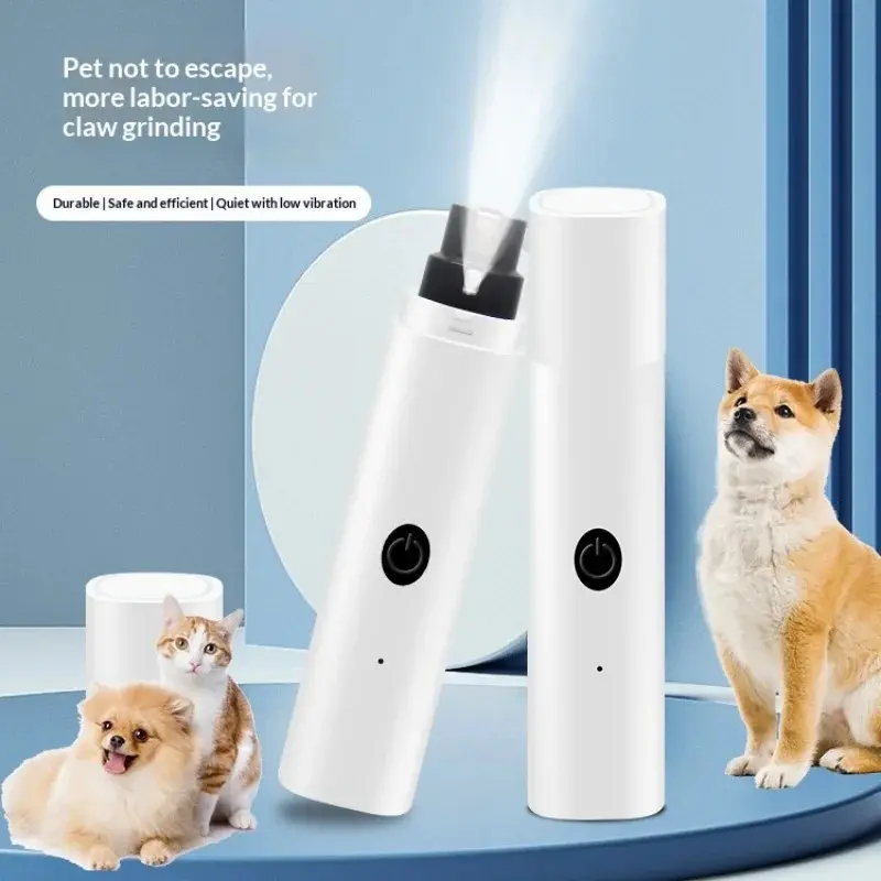Electric Pet Nail Grinder with LED Lights - Rechargeable, Low-Noise, Low-Vibration ABS Plastic Trimmer for Small to Medium Dogs and Cats, Grooms Claws