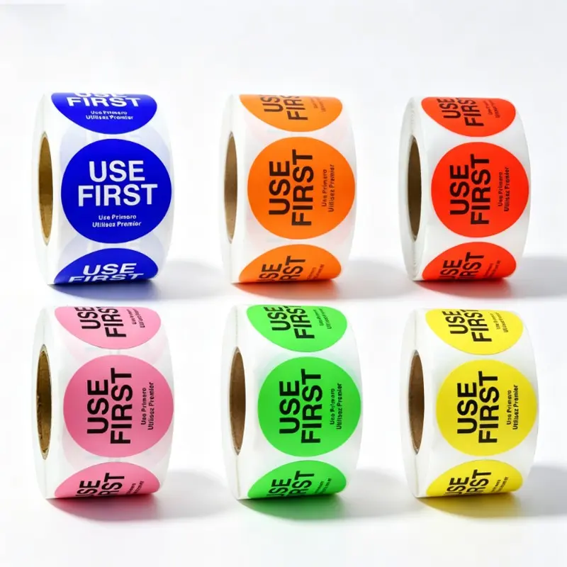 500pcs 1.5 Inch Use First Inventory Control Labels, Restaurant Quality Food Tags, Disposable Food Service Stickers, Various Colors