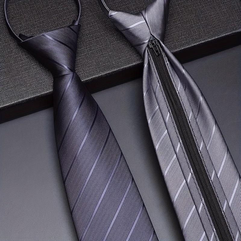 6-Pack Men's Solid Color Polyester Zipper Striped Tie Set, Classic Retro Business Versatile Tie Suitable for Work, Interviews, Banquets, etc., Black, Gray, Navy Blue, Dark Red Ties are Ideal Gifts for Male Friends Weaving