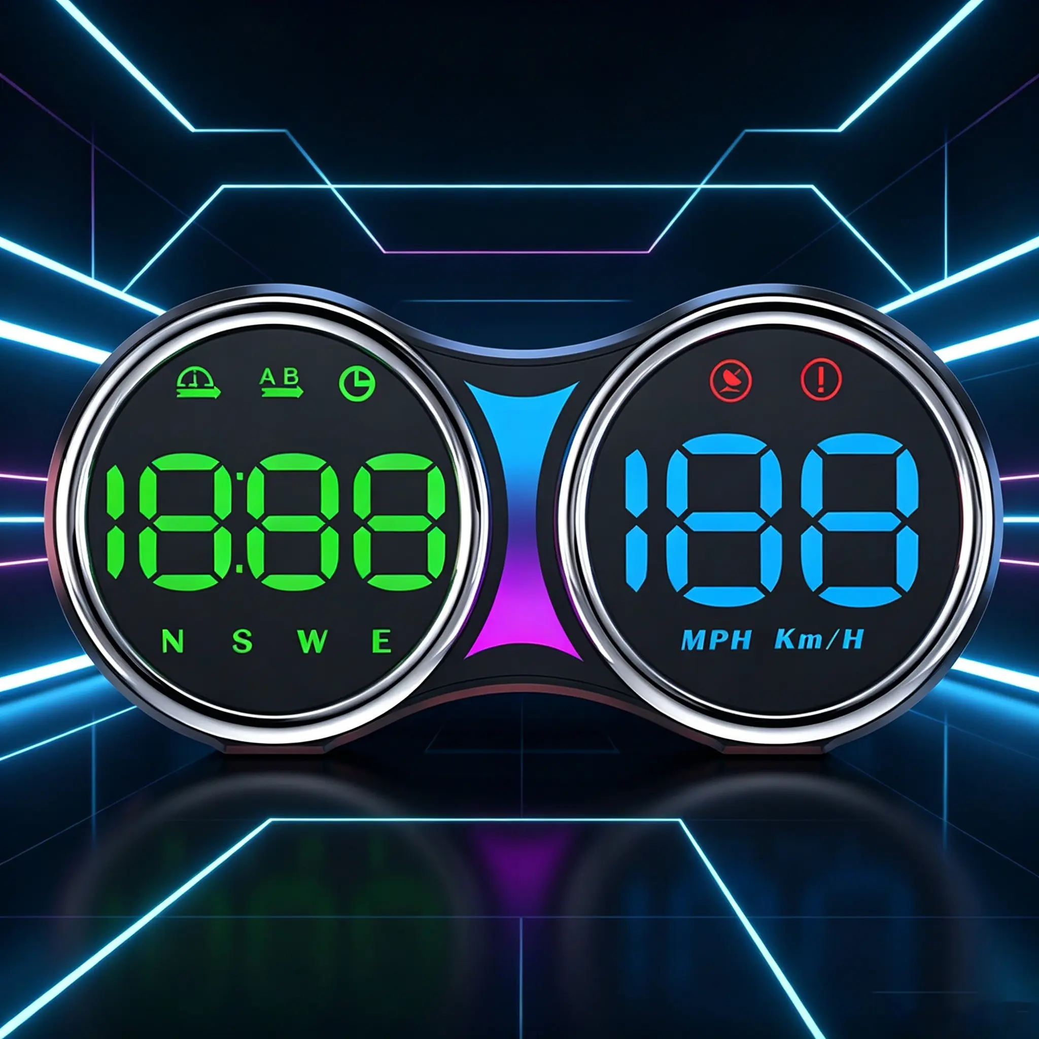 Car Head-Up Digital Display, Suitable for All Vehicle Types, Offers Compass, Driving Records, Time Display, Overspeed Alert & Multi-Color Ambient Lighting