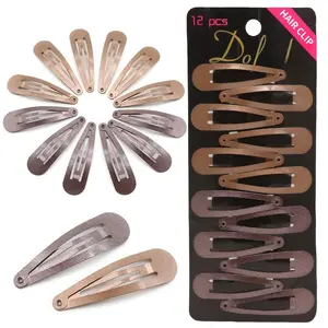 12 count Snap Hair Clips For Women-Non Slip & Metal Hair Barrettes, 5cm 2'' Small Clips For Thin & Fine Hair,Light Brown+Dark Brown