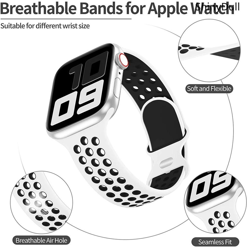 Apple Watch Band Sport Silicone Strap, Breathable Soft Replacement Band Compatible with 38mm–49mm Series 3 4 5 6 7 8 9 SE Ultra, Sweatproof Wristband for Workout, Running and Daily Wear