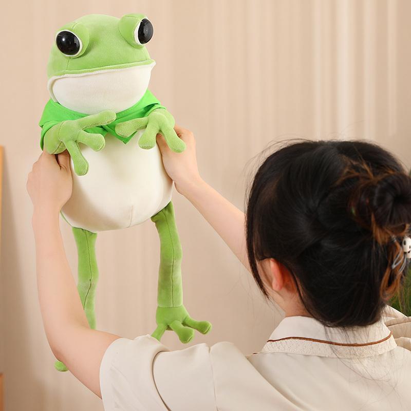 45/60/80CM Kawaii Cloak Frog Plush Toy Soft Stuffed Animal Lovely Hat Big Eyes Anime Doll Hug Pillow Birthday Xmas Gifts
