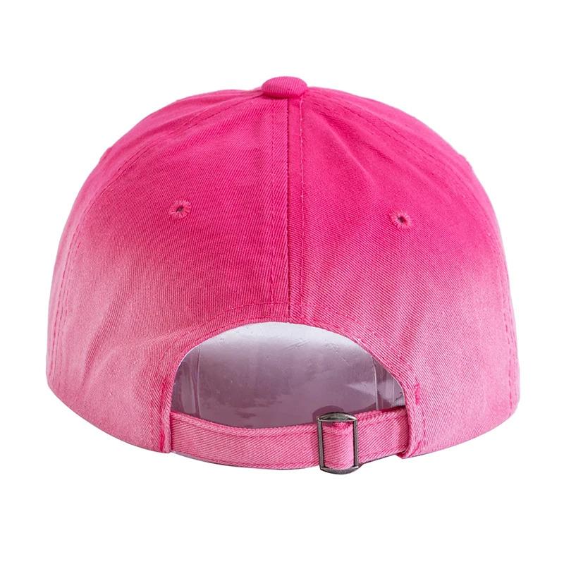 New Women Washed Cotton Cap Strawberry Embroidery Gradient Color Baseball Cap Female Outdoor Fashion Dad Hats