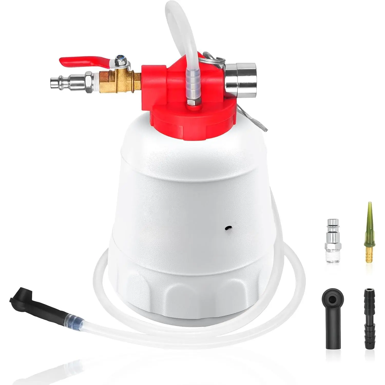 1L Brake Bleeder Vacuum Pump Kit Air Compressor, Universal One Person Pneumatic Brake System Clutch Fluid Bleeding Extractor Tool with Adapters