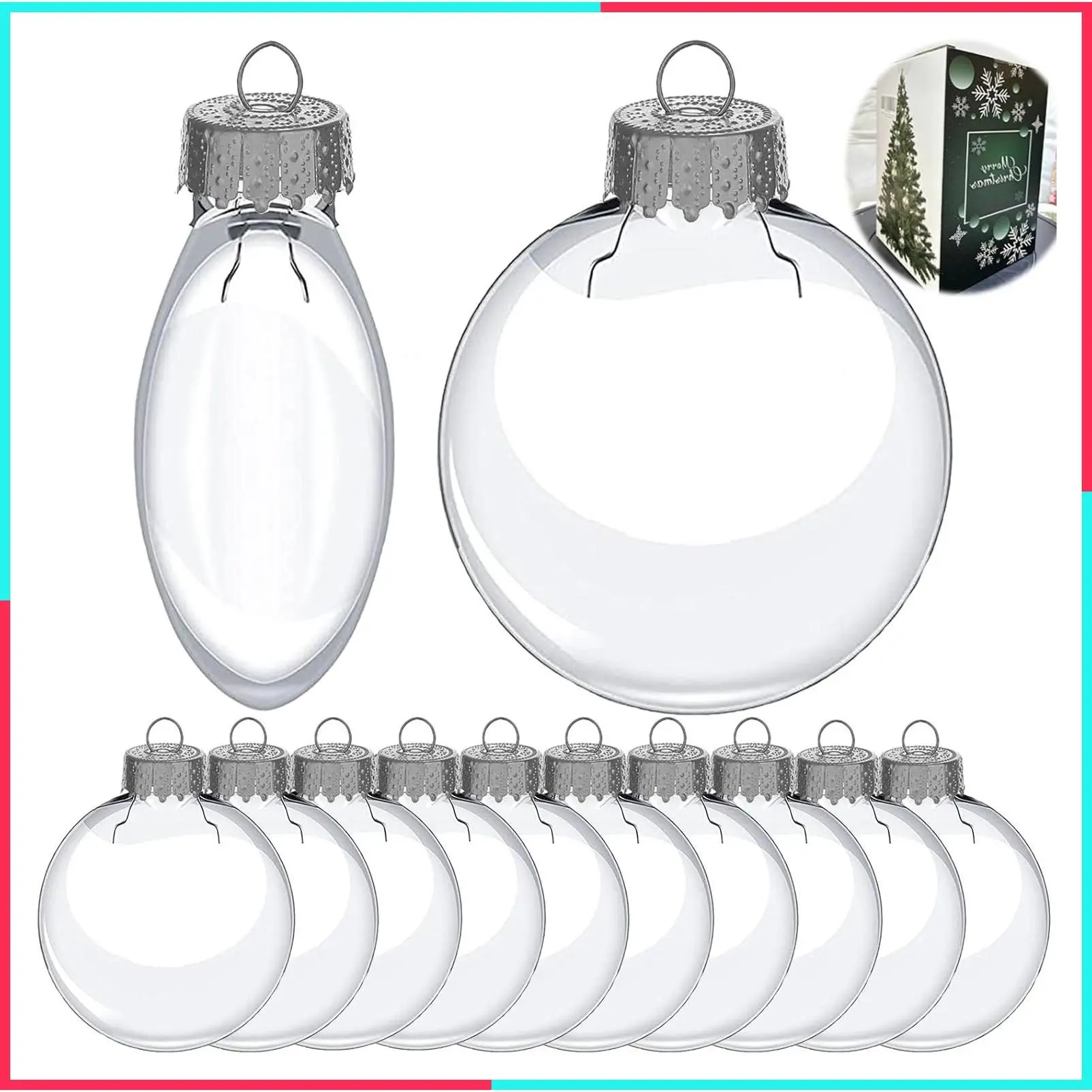 3.15 Inch Clear Plastic Christmas Ball Ornaments, DIY Fillable Ornaments for Crafts - 24 PCS