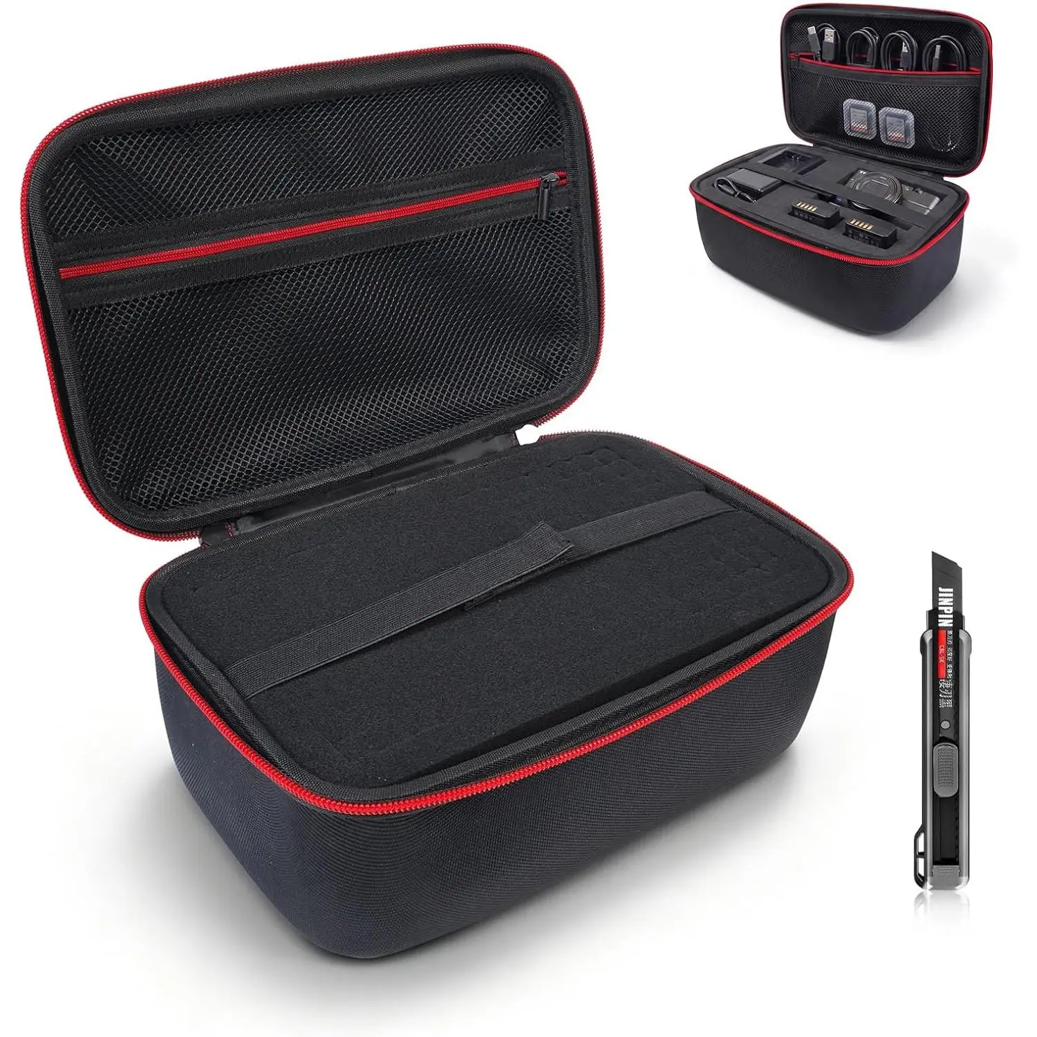 EVA Hard Case with Customizable , 10.2 × 6.7 × 4.7 Inches, Shockproof Outdoor Case, Fits Cameras, Digital Products, Electronics, Instruments and Tools, Comes with a Utility , Black