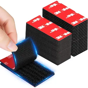 Hook and Loop Strips Heavy Duty 20 Sets, 2" x 1" Pre-Cut Adhesive Pads, Industrial Strength for  Wall Picture , Office  Organizer, RV & Automotive Use Black