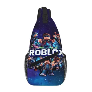 ROBLOX Chest Bag Large Capacity Lightweight Sling Bag for Daily Commute Outdoor Camping Business Travel, Cartoon Casual ROBLOX Merch Shoulder Backpack for Tablet, Gift for Men Women Kids