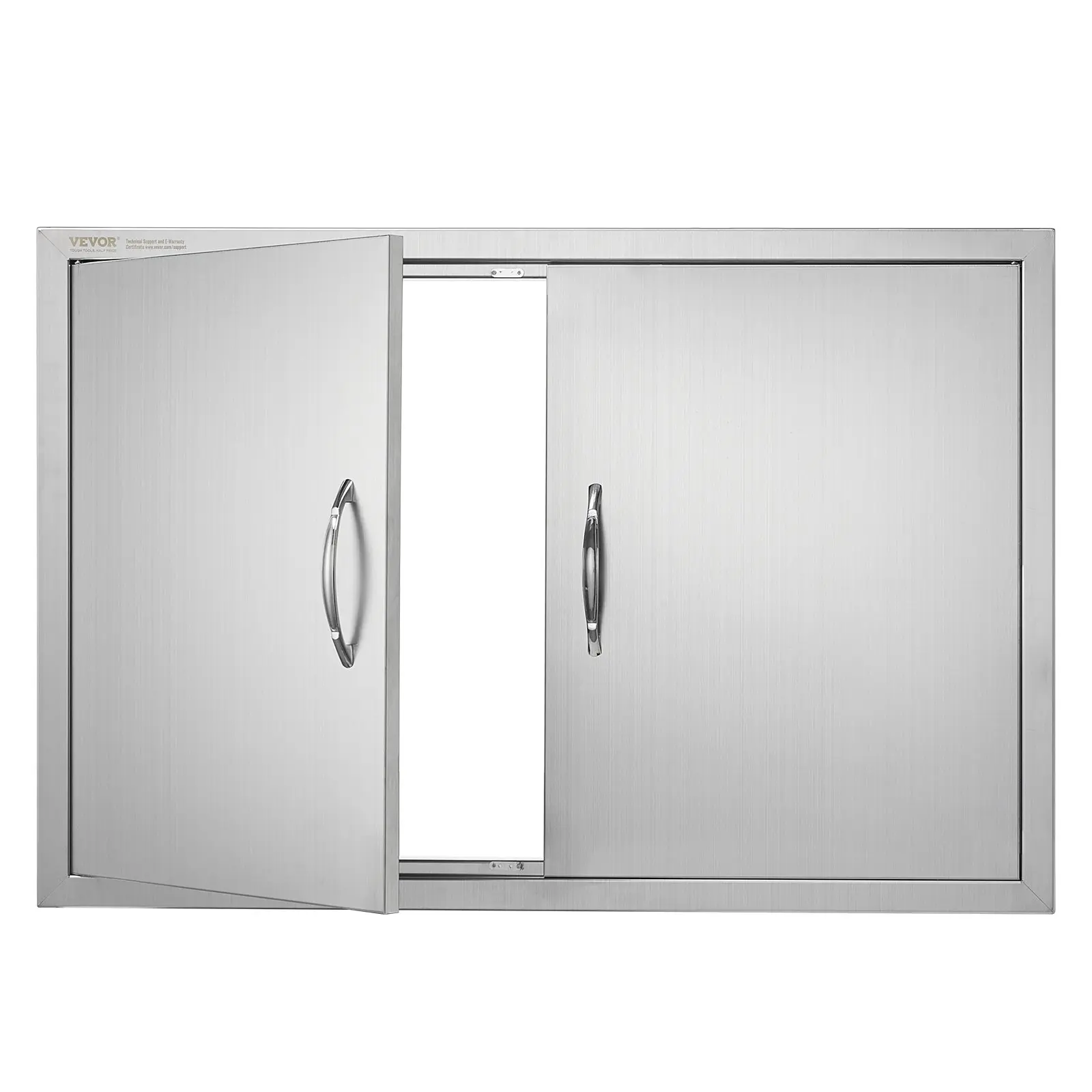 VEVOR BBQ Access Door, 35Wx 24H Inch Double Outdoor Kitchen Door, Stainless Steel Flush Mount Door, Wall Vertical Door with Handles, for BBQ Island, Grilling Station, Outside Cabinet