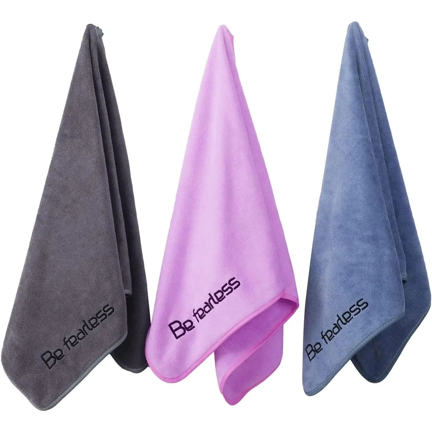 Microfiber Gym Towels Bigger Size Super Soft for Exercise Fitness, , Workout, 380-GSM 15-Inch x 31-Inch Quick-Drying Towels (3 Pack, Grey+Blue+)