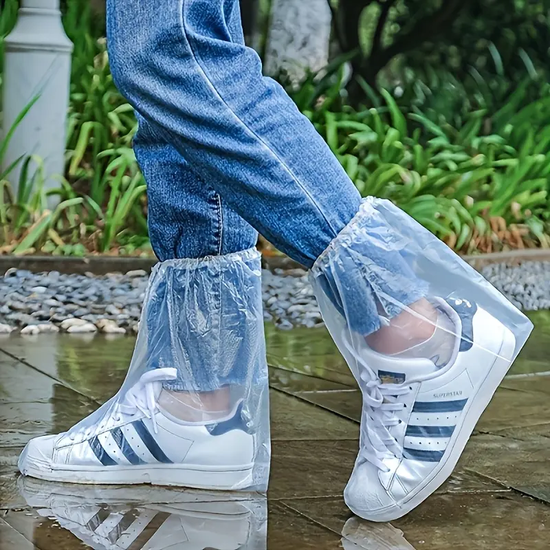 8-Pack of Transparent Sandproof Shoe Covers - High-Quality, Slip-Resistant, Washable Disposable, Made of Durable PVC Material, Ideal for Outdoor Use, Perfect for Rainy Days, Sports, And Casual Wear, Designed for Rain Boots, Sneakers
