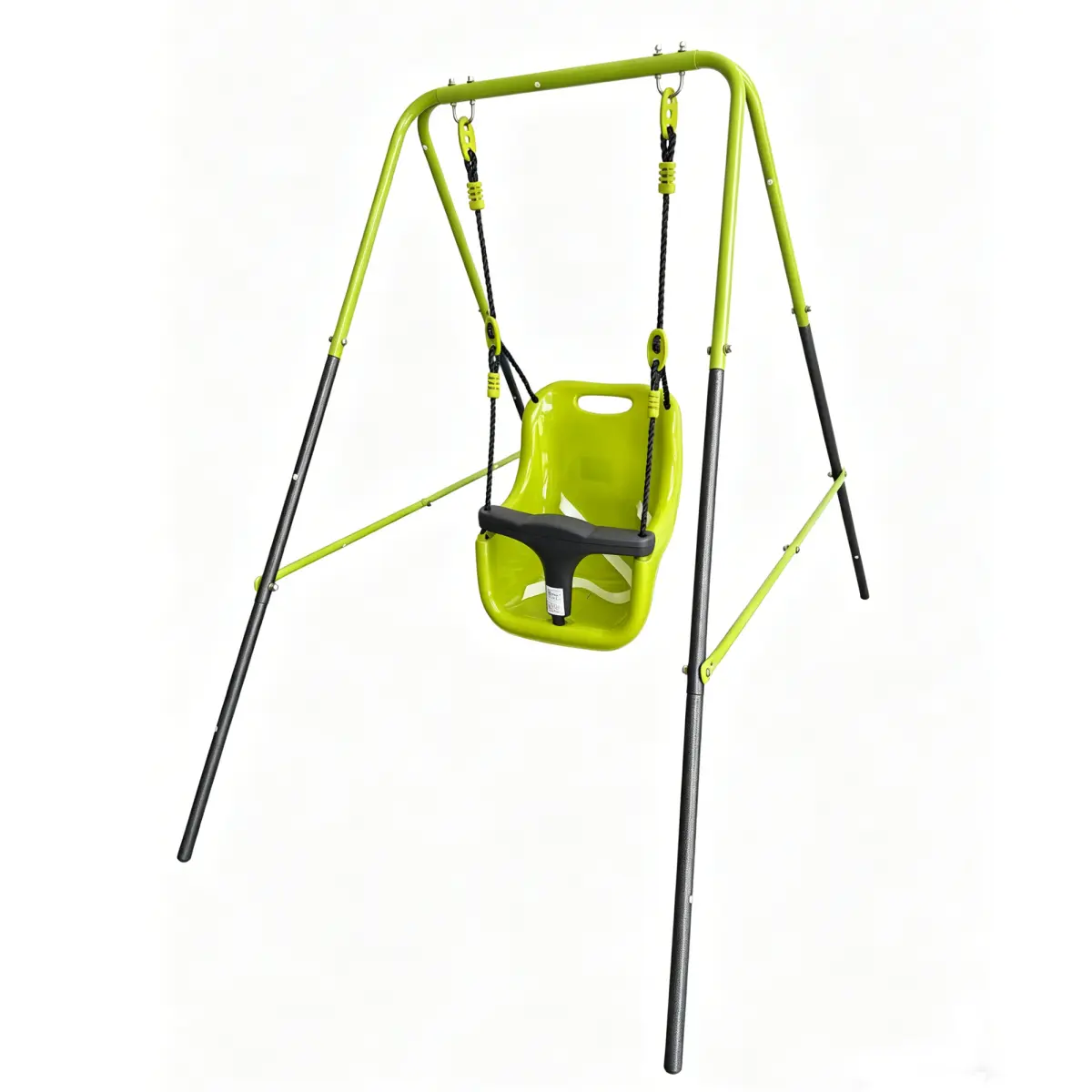 XNS001 Bright Indoor-Outdoor Baby Swing, 6 Months-2 Years Old, Max 25KG, Smooth Edge, Secure Strap, Ergo-Seat, Corrosion-Resistant Metal Frame, Compact Washable All-Seasons Toddler Swing for Nursery, Garden