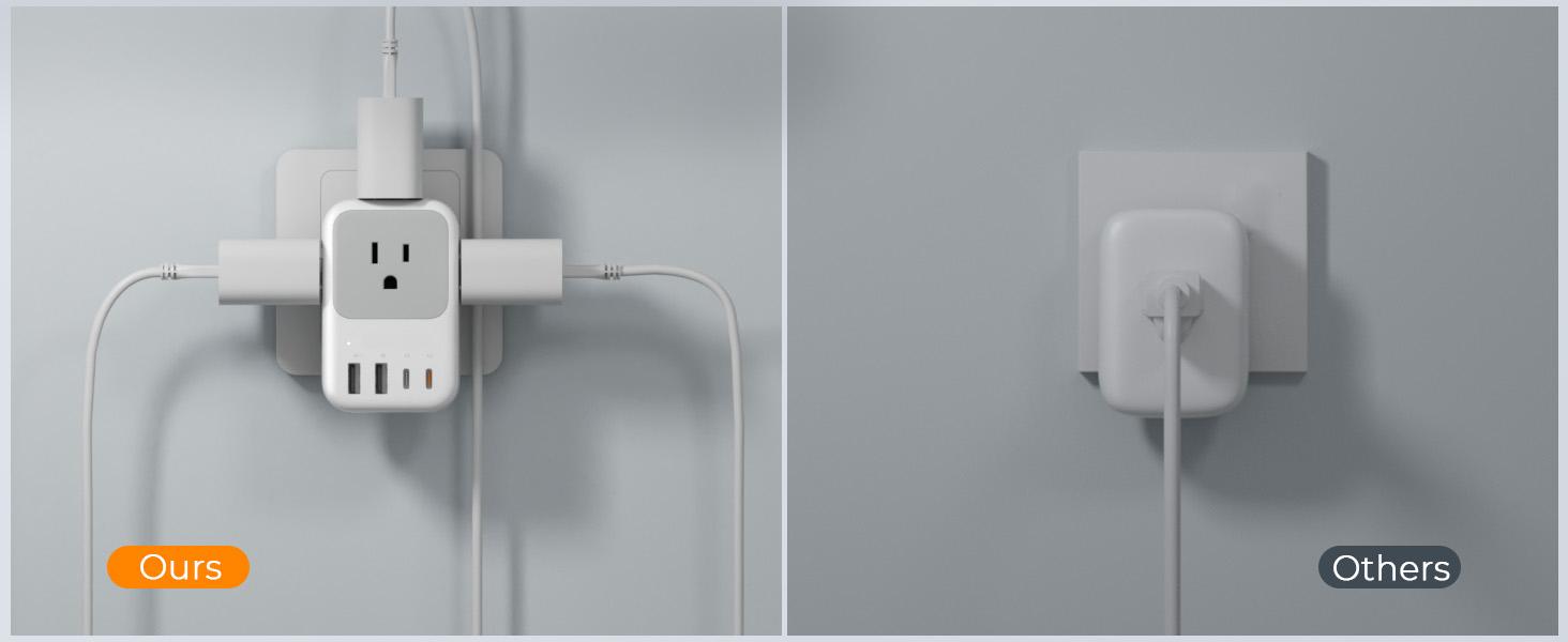 Type F Plug Adapter 2 Pack, PD 20W South Korea Outlet Adapter with 4 AC Outlets 4 USB Ports (2 USB C), Type E Power Adaptor for US to Europe Spain Germany France Iceland Greece Russia Norway