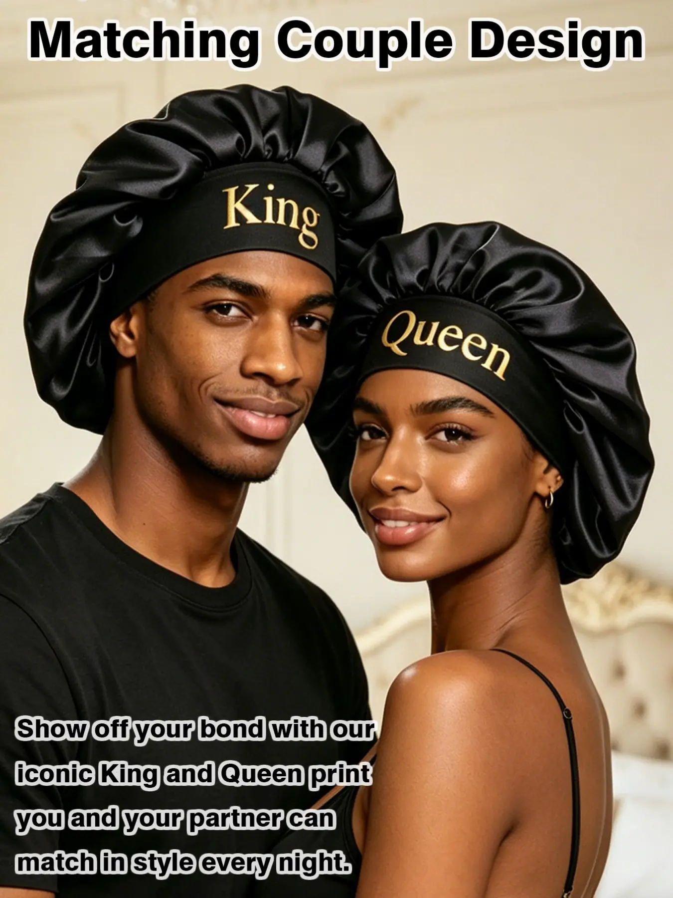 Women's Wide Brim Elastic Satin Sleep Cap, Men's Sleep Hat, Couples Hat, Curling Set, Shower Cap, Hair Care Cap, Skin-Friendly Fashion Hat, Comfortable and Stylish