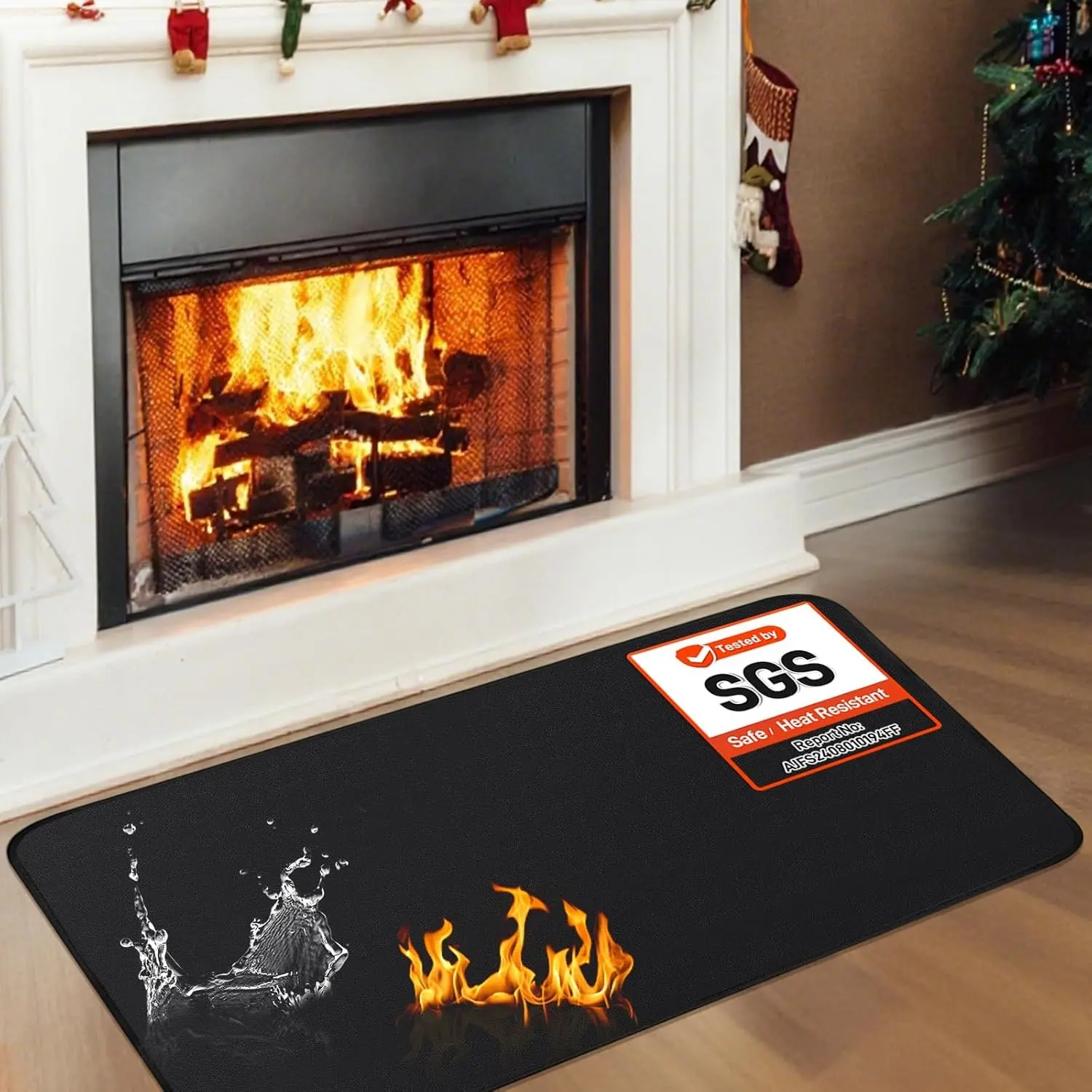 Hearth Mat, 2'x3'6''x0.04'' Fire-Resistant Rug for Wood Stove Fireplace, Indoor/Outdoor Spark Protection Floor & Carpet Protector, Black, Thin Rug