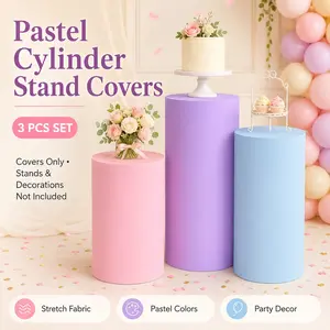 3-Pack Solid Color Round Tablecloths, Blue Elastic Dessert Tablecloths, Rural Wedding Party Decor, Birthday Baby Shower Supplies