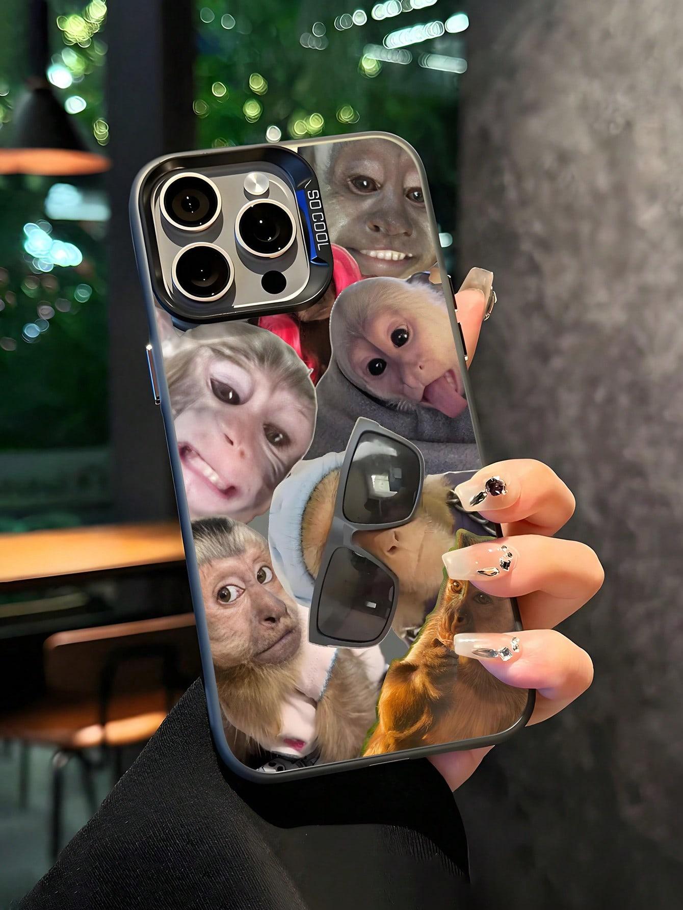 Expression Monkey Pattern TPU Soft Edge Phone Case (1-Pack) - Fun puzzle design, waterproof, shockproof, drop-proof, and scratch-resistant. Compatible with iPhone 17/16/15/14/13/12/11. A perfect holiday gift for friends, family, and yourself.