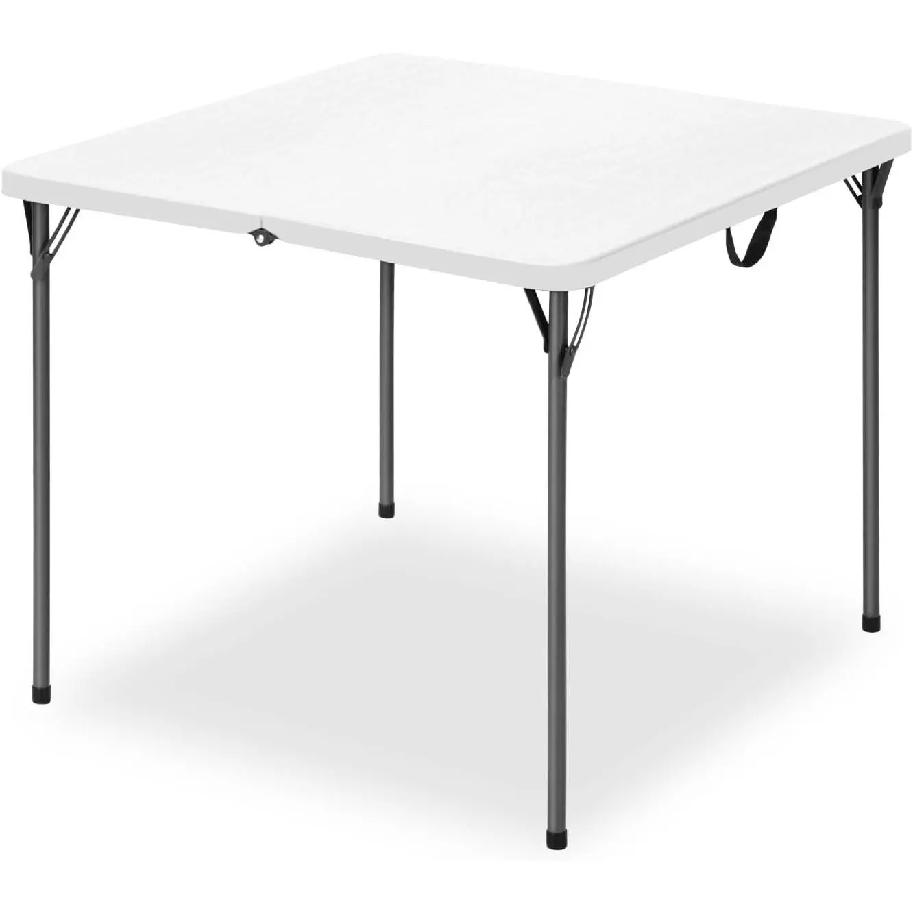 34" Square Folding Table for 4 Person, 330lbs Weight Capacity Foldable Table with HDPE Tabletop & Heavy-Duty Steel Legs, Large Portable Picnic Table for Indoor Outdoor Parties, Camping, White