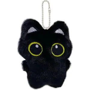 Black Cat Bag Charm, Black Plush Gifts Handbags Backpacks Purse Keychain Accessories Charm Cat Lover Gifts