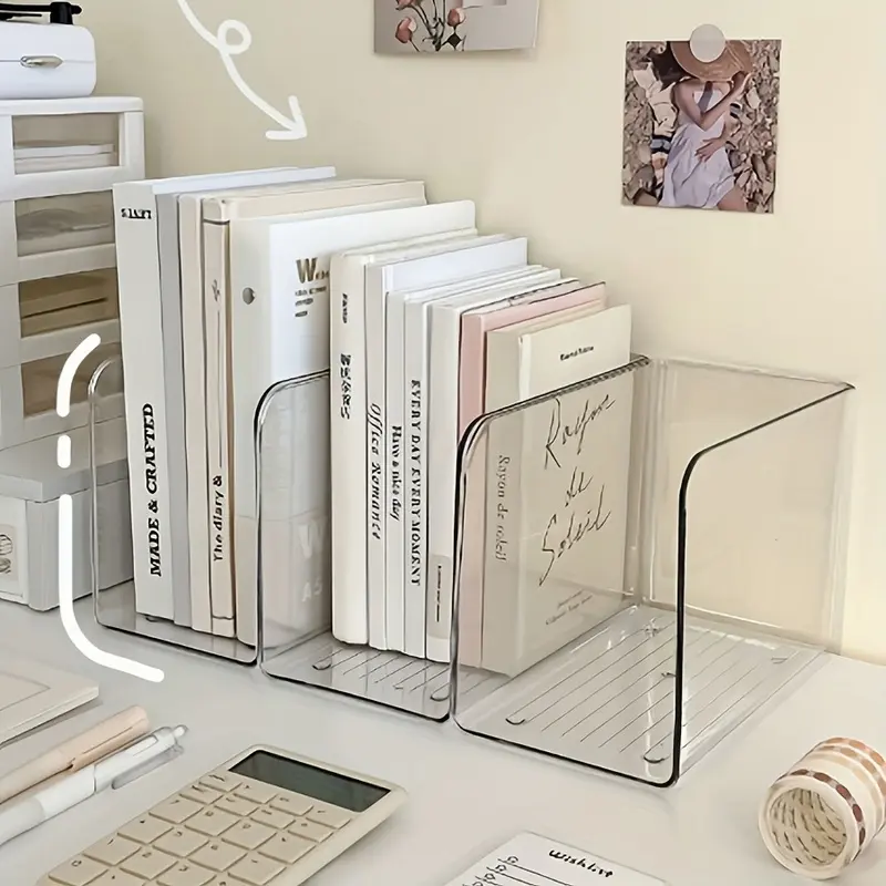 Transparent Document Storage Box & Acrylic Desktop Bookshelf, Organize Desktop Books and Office Supplies, Plastic Magazine & File Organizer, Suitable for Desks, Bookshelves, Home or Office - Stylish Storage for Books and Documents