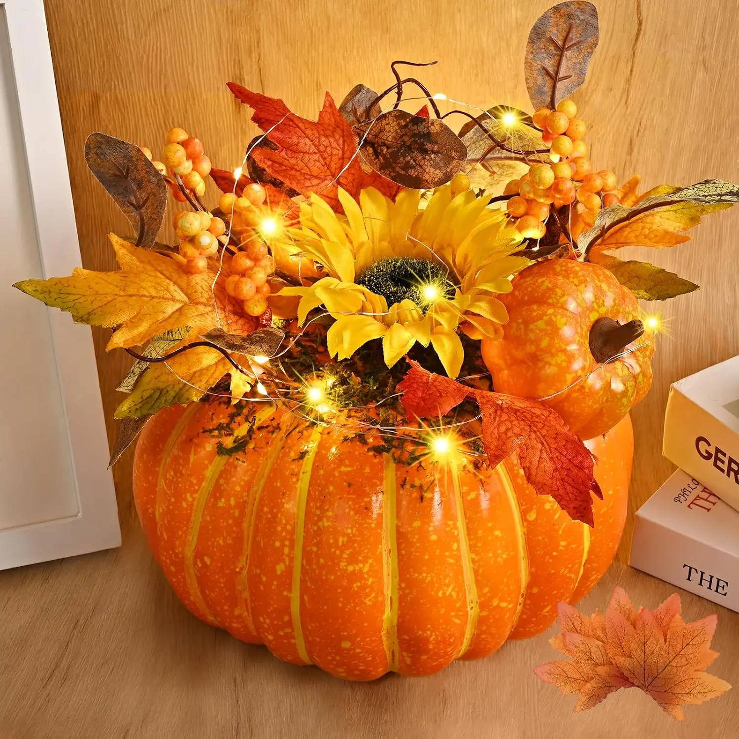 Fall Decor, Fall Centerpieces for Tables,  Pumpkin Decorations, Artificial Pumpkins for Decorating, Faux Fall Decorations for  Table Thanksgiving Halloween Indoor Outdoor Porch Bathroom
