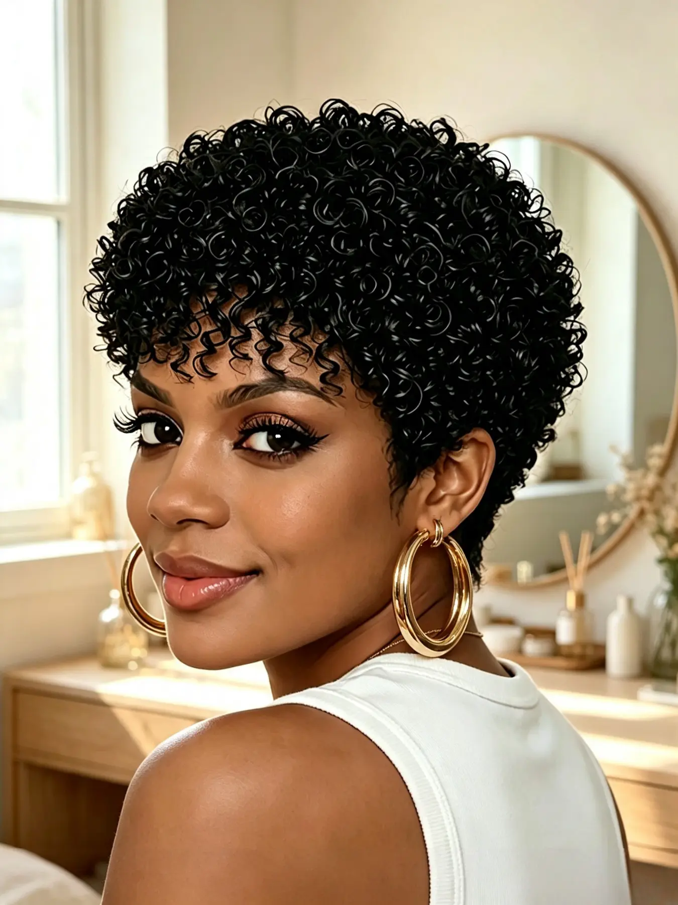 180% Density 6 Inch Afro Kinky Curly Pixie Cut Wig For Women, Glueless Rose Net Cap Short Curly Pixie Wigs Natural Look For Daily Carnival Holiday Party