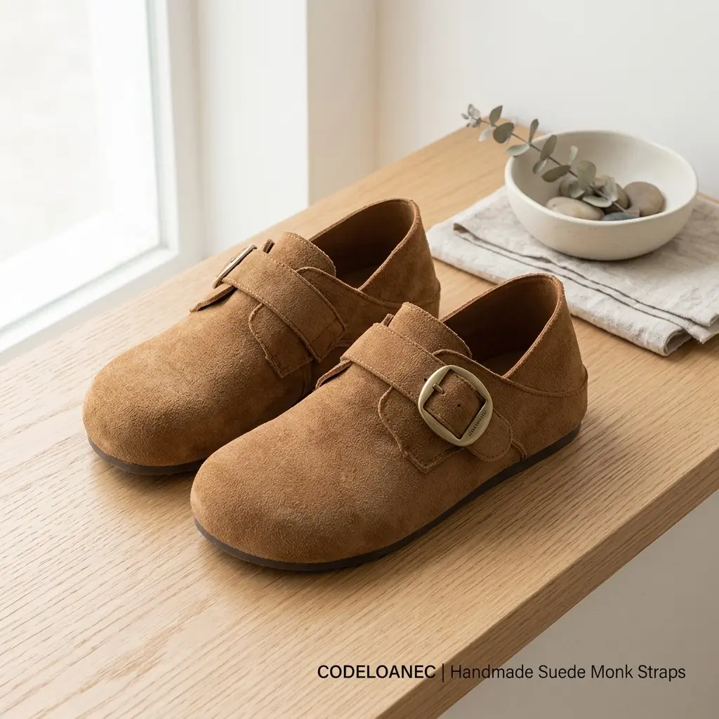 Women's Vintage Suede Buckle Clogs, Soft Lining Comfort Slip-On Mules, Low Platform Non-Slip Rubber Sole Daily Outdoor Footwear