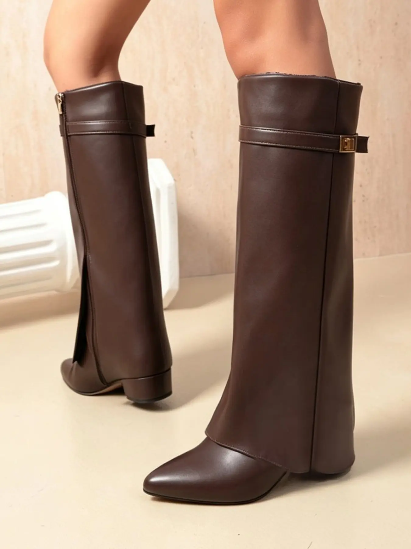High Top Boots with Adjustable Waist Belt, Loose Leg Design, Fashionable Fall & Winter Shoes, Slimming Effect, Trendy Long Boots