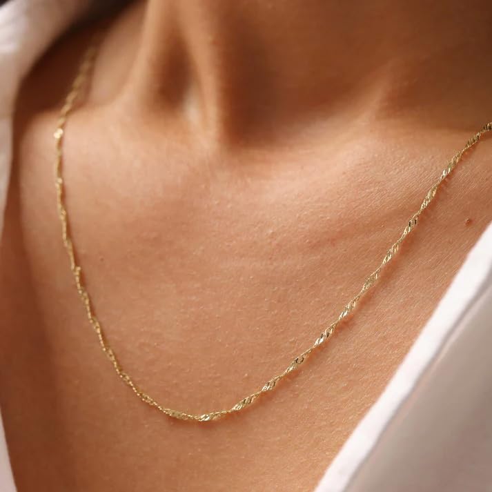 Gold Plated Thin Chain Layered Necklaces For Women Non Tarnish,18k Gold Plated Stainless Steel Dainty Waterproof Gold Necklace Set Stack For Women Gifts Jewelry