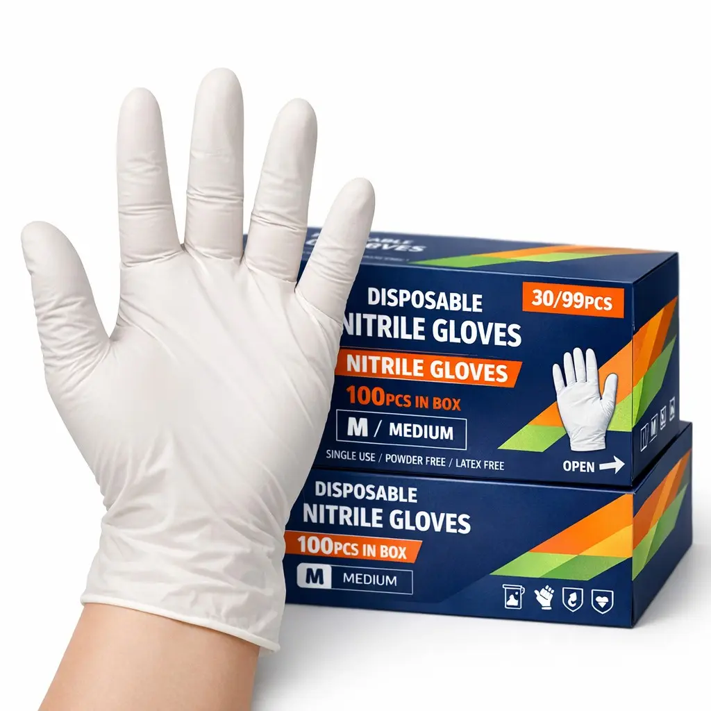 100 Pcs Nitrile Gloves, Disposable, Latex-Free, Durable Household Cleaning Gloves, Ideal for Tattoo, Hotel Clean, Hair Dye, Furniture Wiping, Pet Care, DIY Crafts