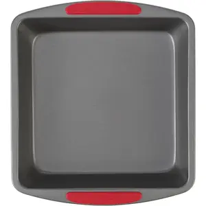 MegaGrip Baking Pan with Silicone Grip Handles Square Non-Stick Heavy-Gauge Steel Cake Pan Baking Dish for Brownies Bread Cake Baked Goods & More, Dishwasher Safe, 8x8-Inch