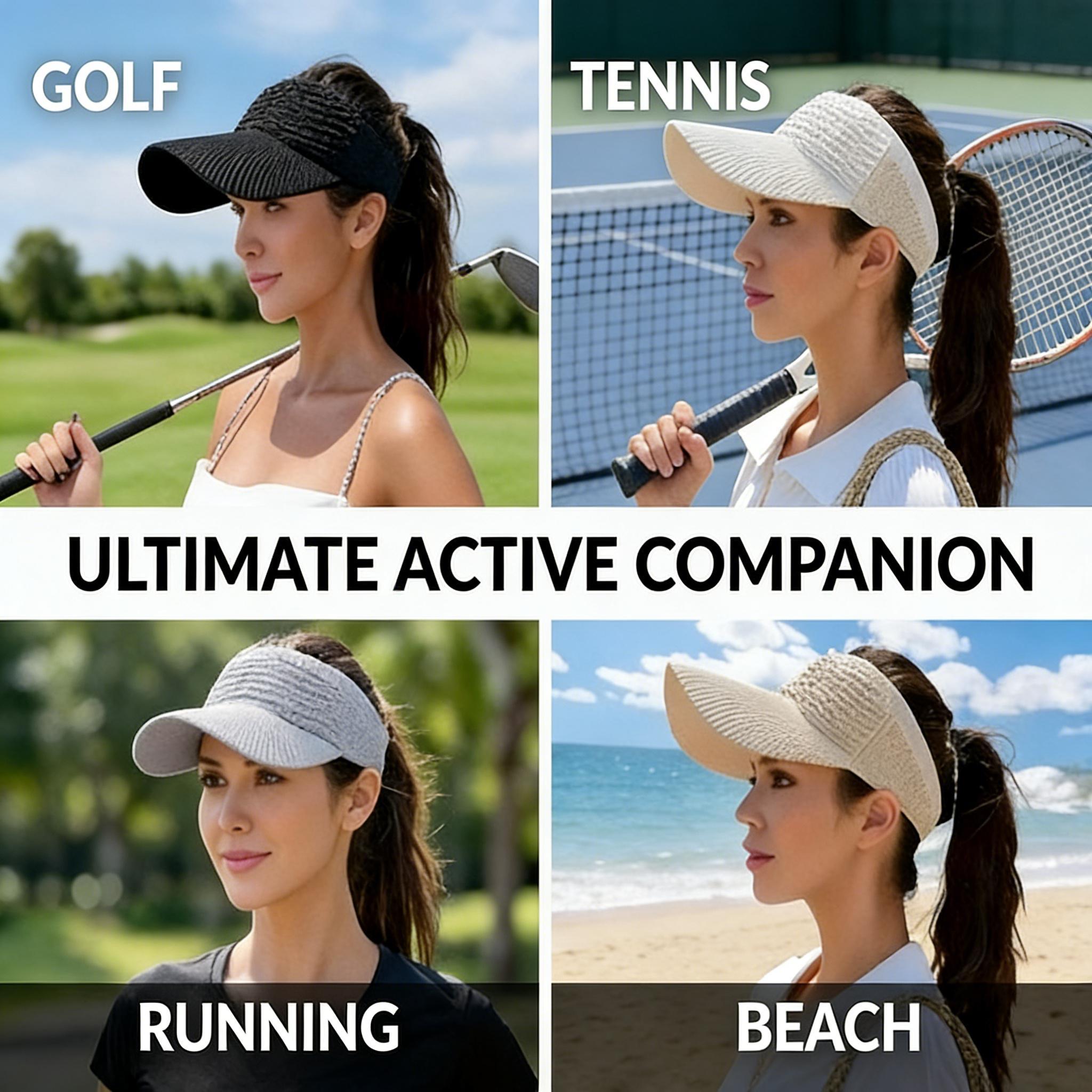 Women's 4-Piece Outdoor Sports Hat Set – Baseball Cap & Open Top Sun Visor – Full Coverage UV Sun Protection – Lightweight for Hiking Cycling Daily Outings – Summer Essential