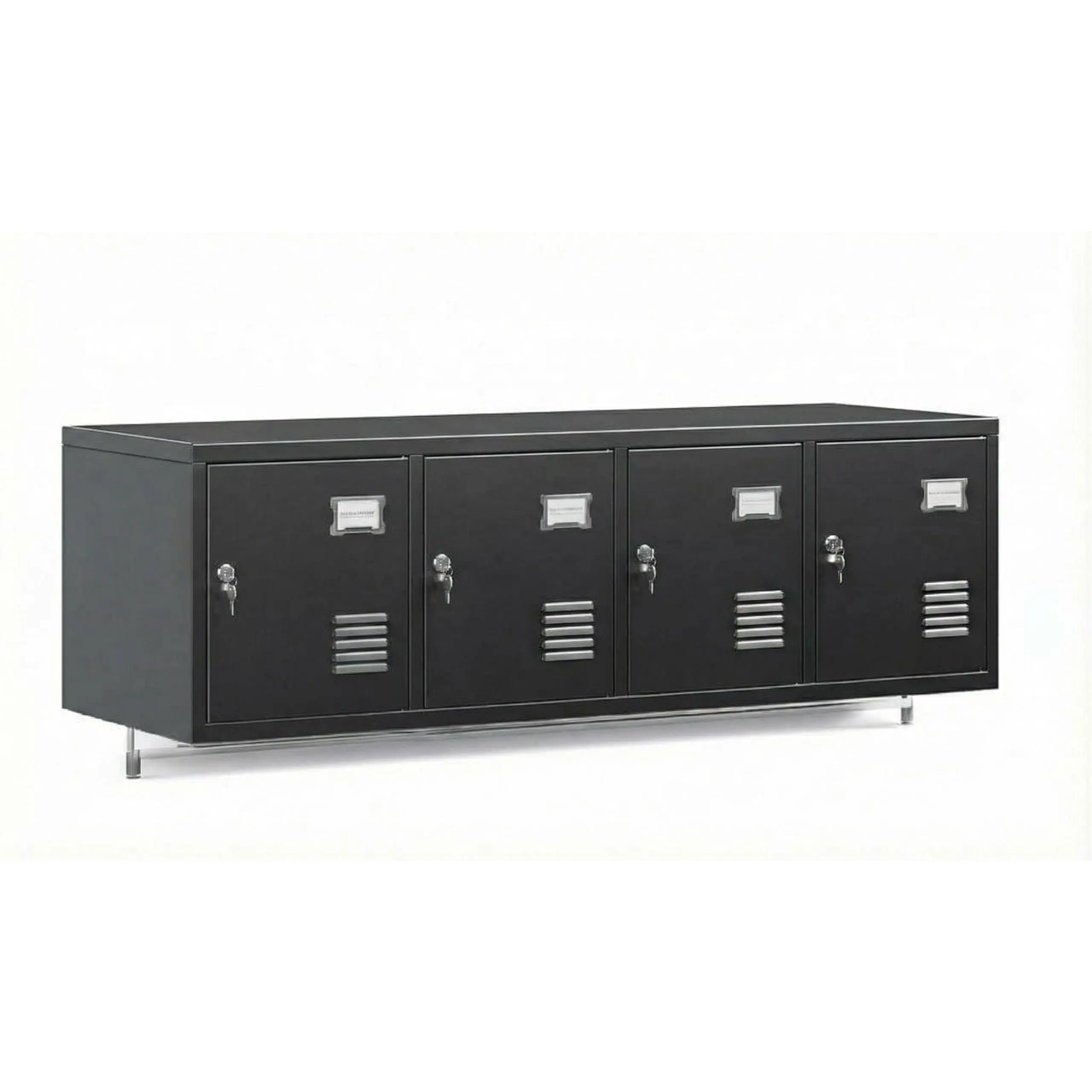 4-Door Wall-Mounted Metal Storage Cabinet – Cold Rolled Steel Locker with Key Lock, Hanging Rod & Adjustable Shelves, Secure Organizer for Home, Garage, Office, Gym, or School