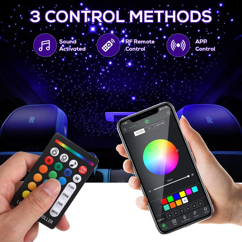 1000PCS Fiber Optic Car Home Headliner Star Light Kit, Roof Starlight Ceiling Lights, Color-Changing, App+24 Key Remote Control, Static 16Color And Rgb Light Change, Fade, Jump, Spark, Mode Speed Sensitivity Adjustment, Interior Led Vehicle 1000PCS Fiber Optic Car Home Headliner Star Light Kit, Roof Starlight Ceiling Lights, Color-Changing, App+24 Key Remote Control, Static 16Color And Rgb Light Change, Fade, Jump, Spark, Mode Speed Sensitivity Adjustment, Interior Led Vehicle