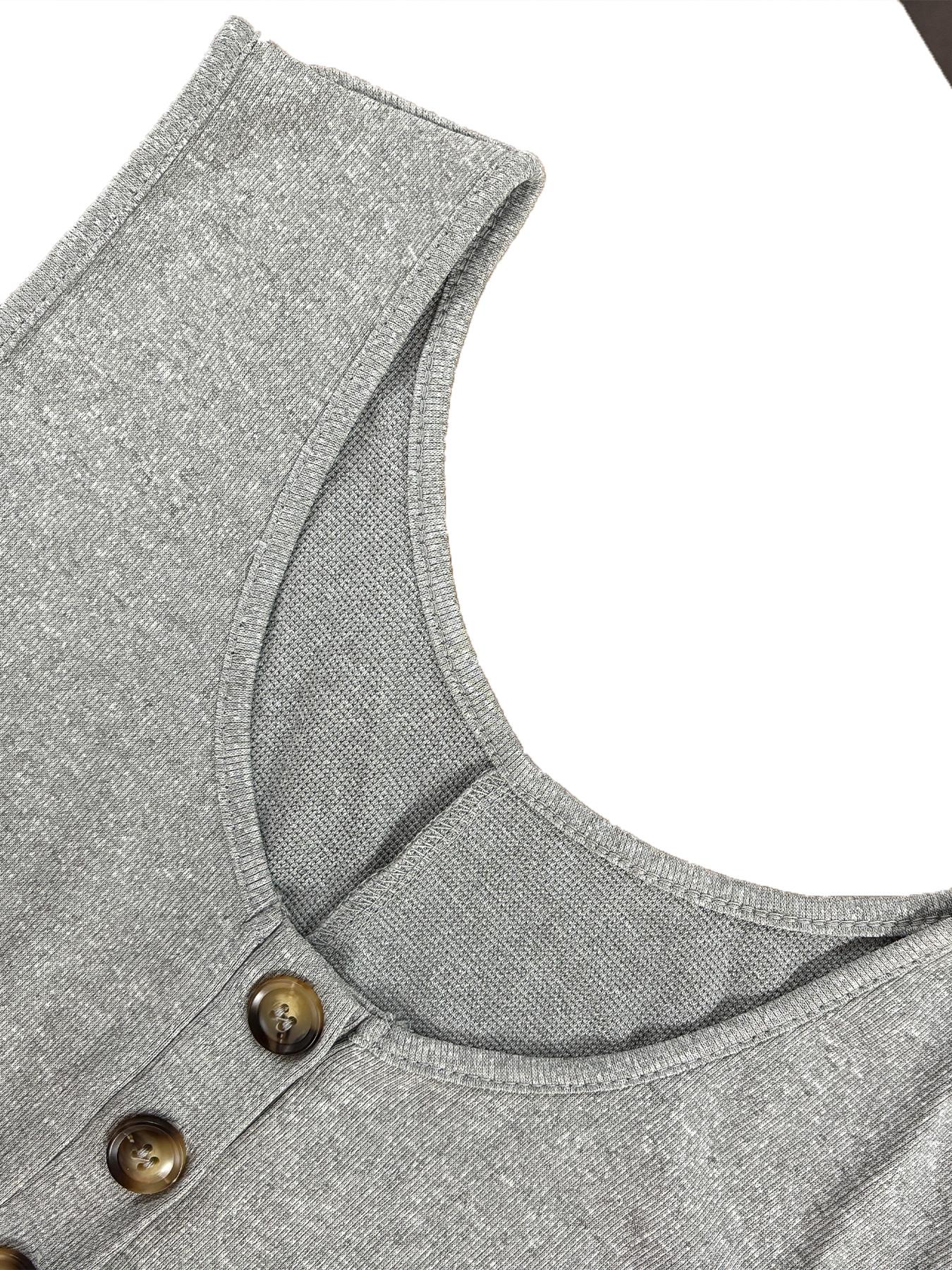 Women's Plain Button Front Tank Romper, Basic Fitted Casual Sleeveless U Neck Romper for Spring & Fall, Ladies Clothes for Daily Wear, Womenswear, Breathable Jumpsuit, Casual Overalls, Casual Comfy Jumpsuit