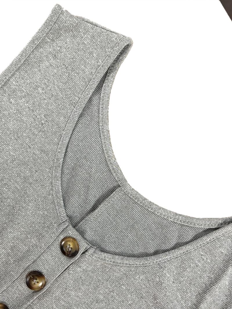 Women's Plain Button Front Tank Romper, Basic Fitted Casual Sleeveless U Neck Romper for Spring & Fall, Ladies Clothes for Daily Wear, Womenswear, Breathable Jumpsuit, Casual Overalls, Casual Comfy Jumpsuit