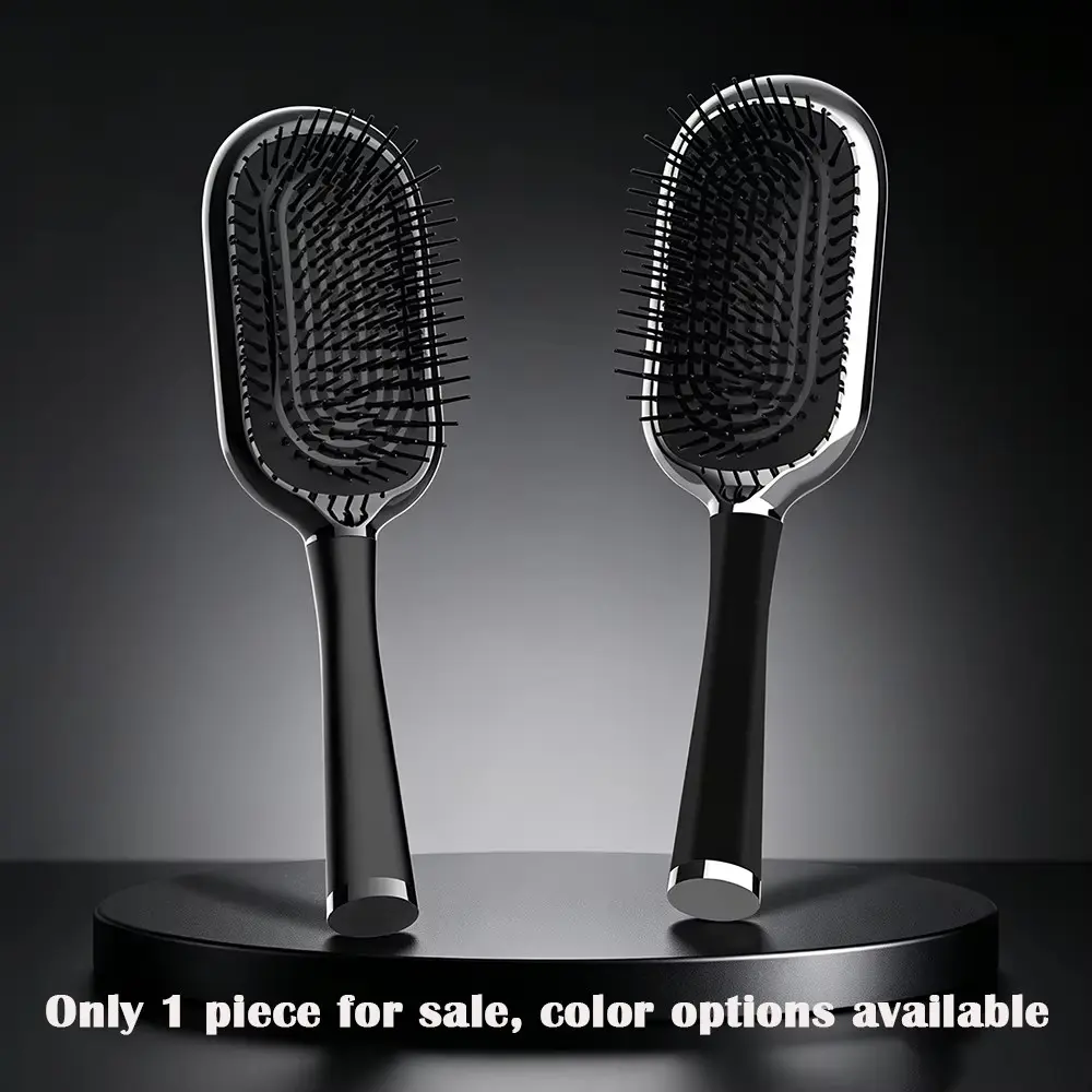 Electroplated Large Board Massage Comb, Round Head Soft Teeth Anti-Static Hair Brush, Ergonomic Handle, Dry Wet Use, Unisex