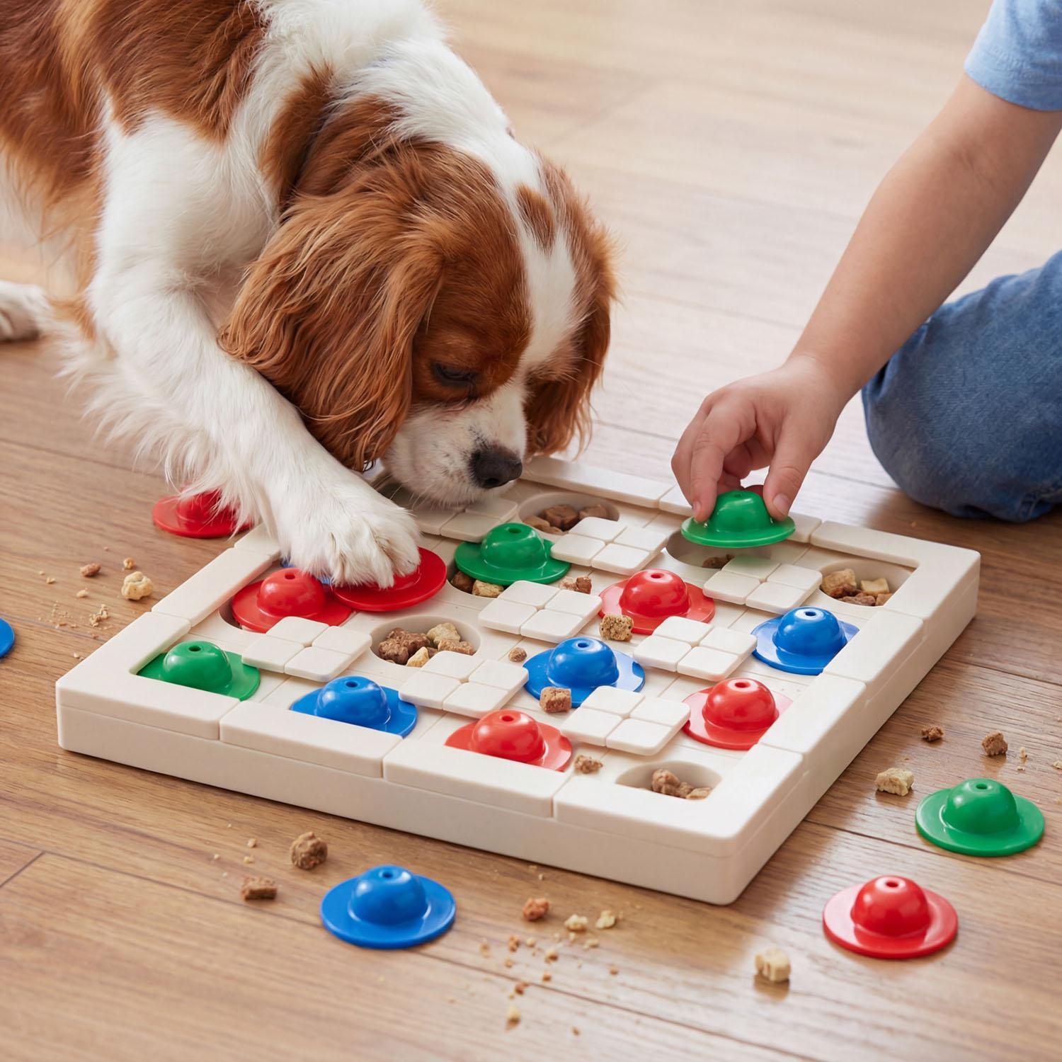 Yipetor Modular Puzzle Feeder Slow Feeder Dog Licking Mat with Built-in Treat Ball, No-Spill Suction Bowl for Yogurt Bone Broth & Wet Food, Interactive Anti-Slip Pet Feeding Enrichment Toy