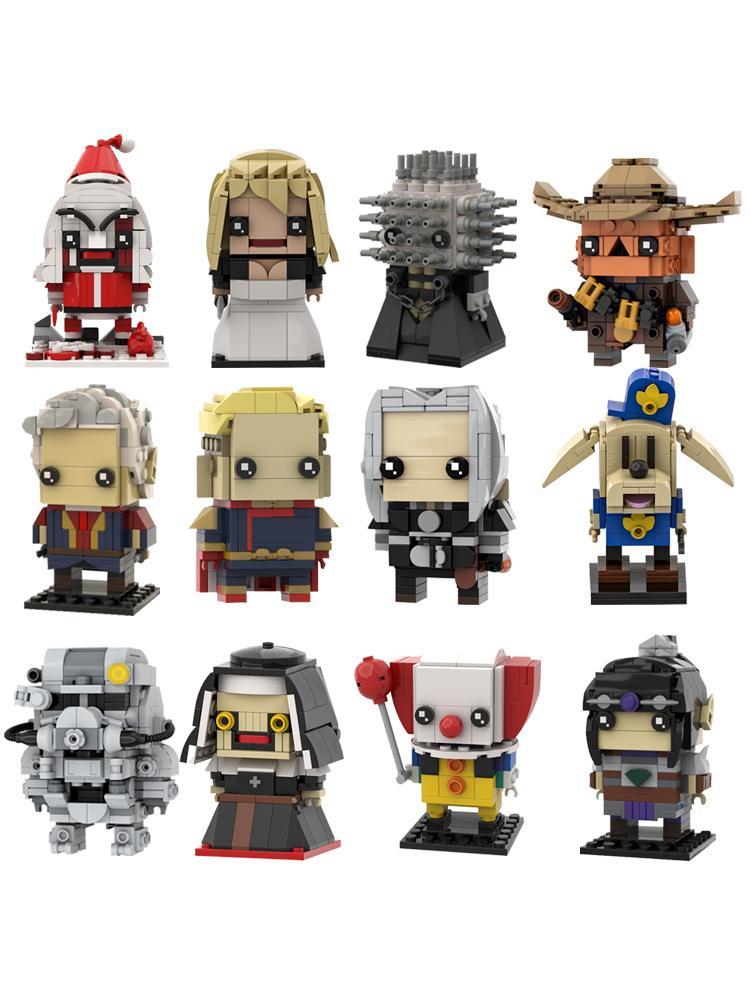 MOC Building Blocks Kit Cartoon Figures Characters Bricksheadz Collection Bricks Model Horror Movie Characters Assemble Toy Gift popular